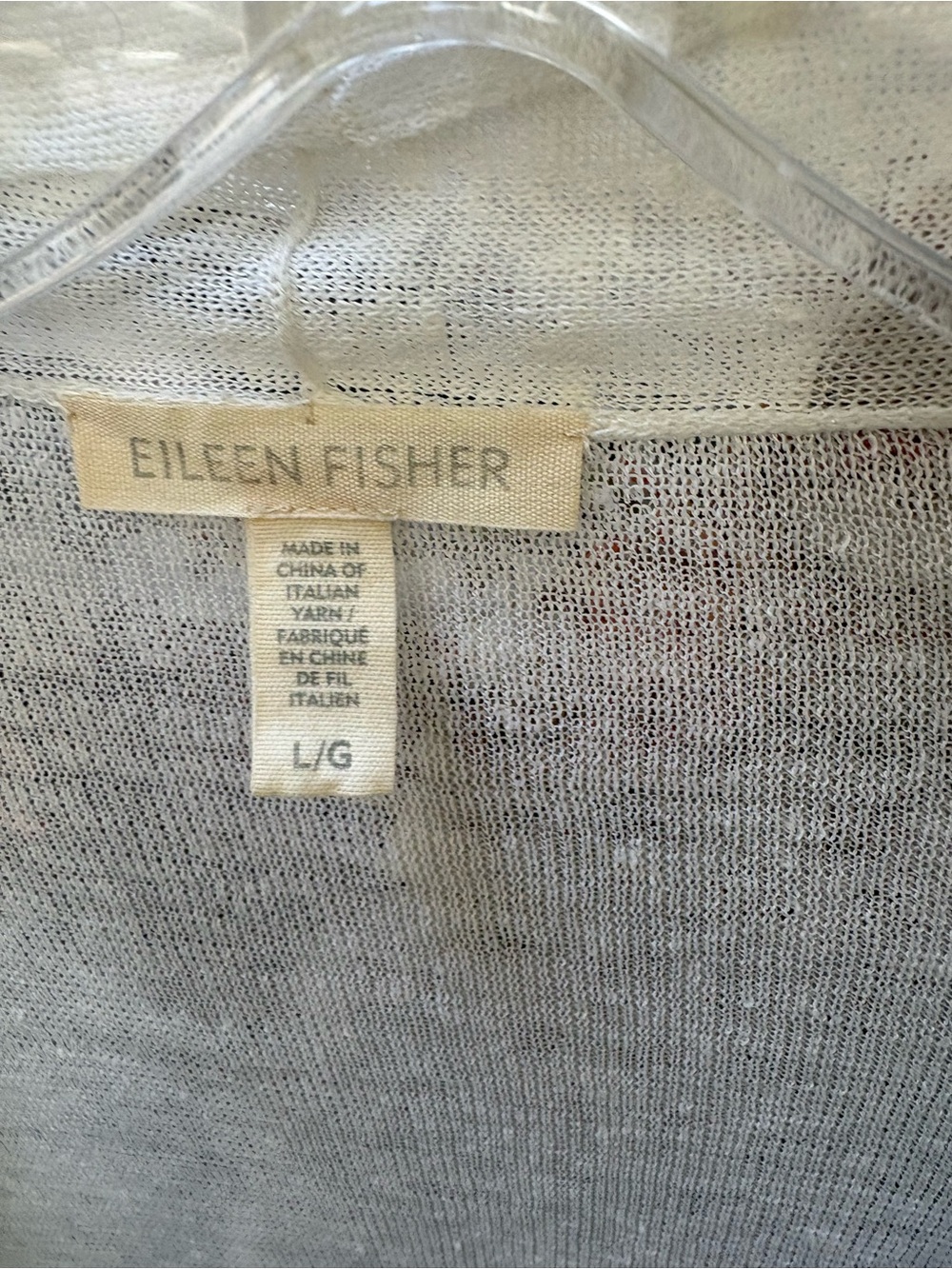 Eileen Fisher White linen-blend Open-Front Cardigan Italian yarn size L - Picture 3 of 4